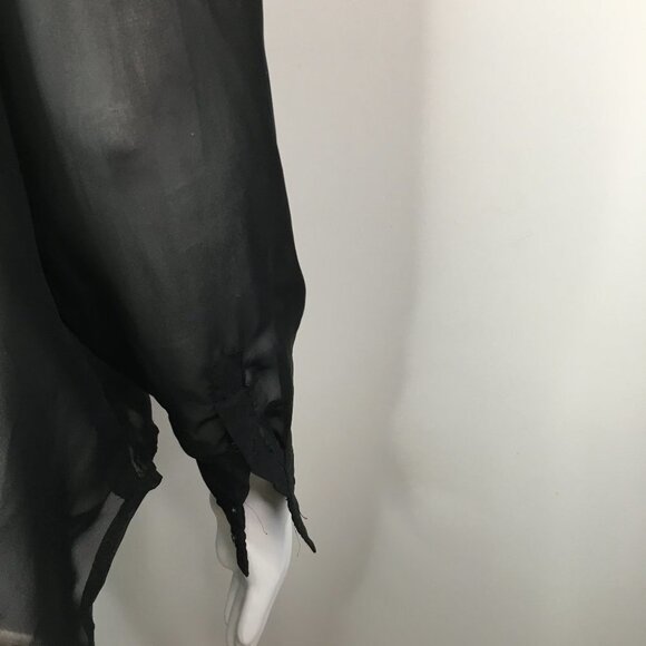 Ecko Unltd Black Button Down Open Back Sheer Blouse Top Size S - Picture 7 of 10